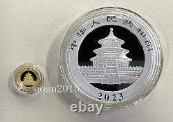 2023 Chine Panda Commemorative Silver+gold Coin Ag30g+au1g Avec Boîte À Tumbler