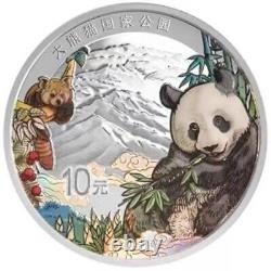 2023 Parc National de Chine 10YUAN Panda Pièce d'Argent Colorée Panda 30g