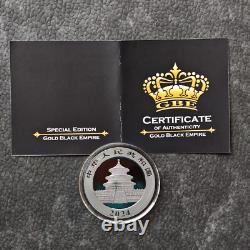 2024 1OZ 10Yuan Argent Panda Chine Empire Noir 24kt Or ÉPREUVE SEULEMENT 500 #401