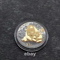 2024 1OZ 10Yuan Panda Argent Chine Empire Noir 24kt Or NOUVEAU SEULEMENT 500 pièces