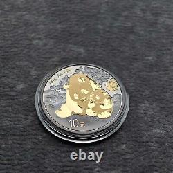 2024 1OZ 10Yuan Panda Argent Chine Empire Noir 24kt Or NOUVEAU SEULEMENT 500 pièces