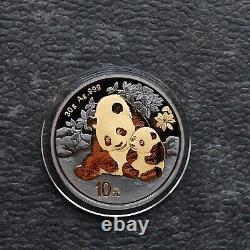 2024 1OZ 10Yuan Panda Argent Chine Empire Noir 24kt Or NOUVEAU SEULEMENT 500 pièces