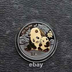 2024 1OZ 10Yuan Panda Argent Chine Empire Noir 24kt Or NOUVEAU SEULEMENT 500 pièces
