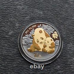 2024 1OZ 10Yuan Panda Argent Chine Empire Noir 24kt Or NOUVEAU SEULEMENT 500 pièces