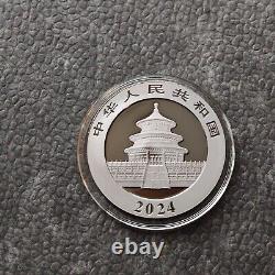 2024 1OZ 10Yuan Panda Argent Chine Empire Noir 24kt Or NOUVEAU SEULEMENT 500 pièces