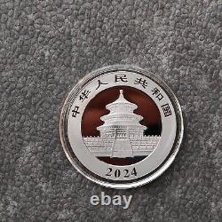 2024 1OZ 10Yuan Panda en Argent Chine Empire Noir 24kt Or PROOF SEULEMENT 500 #401