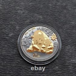 2024 1OZ 10Yuan Panda en Argent Chine Empire Noir 24kt Or PROOF SEULEMENT 500 #401
