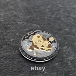2024 1OZ 10Yuan Panda en Argent Chine Empire Noir 24kt Or PROOF SEULEMENT 500 #401