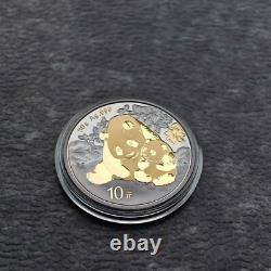 2024 1OZ 10Yuan Panda en Argent de Chine Gold BlackEmpire 24kt Or PROOF SEULEMENT 500 #403