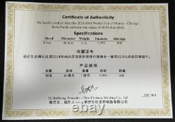 2024 1 Oz 999 Argent épreuve Chine Panda ANA Salon Mondial de l'Argent PF 70 Ultra Cam