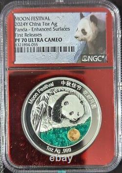 2024 Chine Panda 30g Festival de la Lune Colorisé, NGC PF70 Ultra Came
