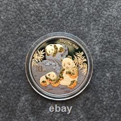 2025 1OZ 10Yuan Argent Panda Chine Empire Noir Gildé en Or 24kt PROOF SEULEMENT 500 35