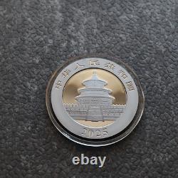 2025 1OZ 10Yuan Argent Panda Chine Empire Noir Gildé en Or 24kt PROOF SEULEMENT 500 35