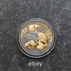 2025 1OZ 10Yuan Panda en Argent Chine Empire Noir 24kt Or doré PROOF UNIQUEMENT 500 41