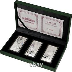 2025 Shanghai Mint 3 x 20 Gram Argent Proof Pandas avec Effets Holographiques