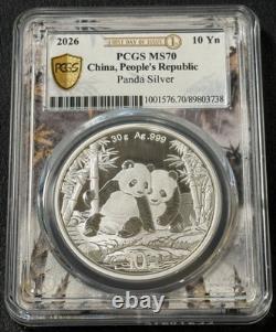 2026 30 g 999 Argent Chine Panda PCGS MS 70 Premier jour d’émission Pièce de la Cité interdite
