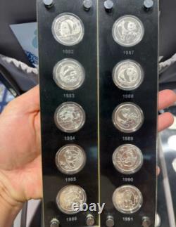 25PCS 1982-2007 Pièce en Argent Panda de Chine 25e Anniversaire 1/4 OZ Certificat