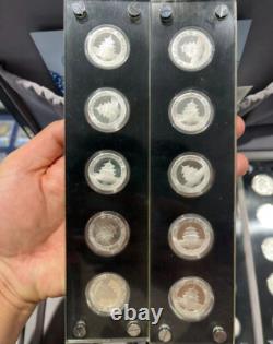 25PCS 1982-2007 Pièce en Argent Panda de Chine 25e Anniversaire 1/4 OZ Certificat