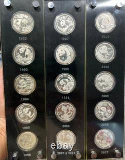 25PCS 1982-2007 Pièce en Argent Panda de Chine 25e Anniversaire 1/4 OZ Certificat