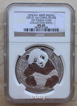 4 Pcs x Médailles en Argent Panda de 30g NGC Chine Set de Collection de Pièces Expo