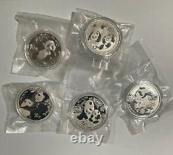 5PCS Chine 2020 2025 10 YUAN pièce en argent Panda