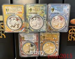 5pcs 2025 Chine 10 Yuan 30g Pièce en Argent Panda PCGS MS70 Première Édition
