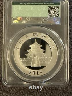 CAC 2015 Chine Panda 1 oz pièce en argent fin 999 certifiée CAC MS69 avec patine