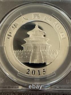 CAC 2015 Chine Panda 1 oz pièce en argent fin 999 certifiée CAC MS69 avec patine