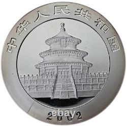 CHINE 10 Yuan 2002 Argent Preuve 1oz. Or 0.999 Doré 'Panda'