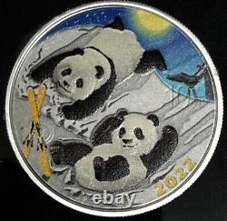 CHINE (2) 10 Yuans 2022 Panda Colorisé en Argent 999 - Ensemble de pièces Jour & Nuit - OGP/COA