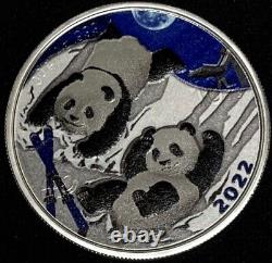 CHINE (2) 10 Yuans 2022 Panda Colorisé en Argent 999 - Ensemble de pièces Jour & Nuit - OGP/COA