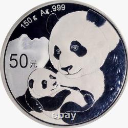 CHINE. 50 yuans en argent (150 grammes), 2019. Série Panda. NGC PROOF-70 Ultra Cameo