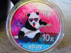 COA #100/100 2014 PANDA ECSTASY Monnaie en Argent Colorisée ¥10 Yuan Chine