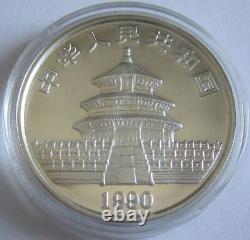 Chine 10 Yuan 1990 Panda Monnaie de Shanghai (Grande Date) 1 Oz Argent