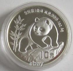 Chine 10 Yuan 1990 Panda de la Monnaie de Shenyang (Petite Date) 1 Once d'Argent