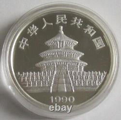 Chine 10 Yuan 1990 Panda de la Monnaie de Shenyang (Petite Date) 1 Once d'Argent