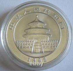 Chine 10 Yuan 1992 Panda Monnaie de Shanghai (Grande date) 1 once d'argent
