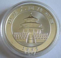 Chine 10 Yuan 1992 Panda Shenyang Mint (Petite Date) 1 Once d'Argent