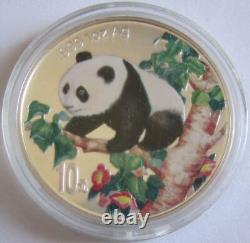 Chine 10 Yuan 1998 Panda Argenté Coloré 1 Once