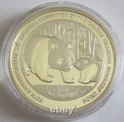 Chine 10 Yuan 2011 Panda Syndicat des Travailleurs Financiers Chinois 1 Oz Argent