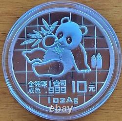 Chine 10 Yuan Panda Silver Bullion Round 1989 Unc Voir La Description