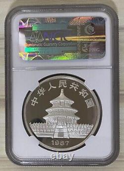 Chine 1987 10 Y Yuan 1 Once Oz Pièce en Argent Panda NGC PROOF PF 68 Ultra Cameo UC