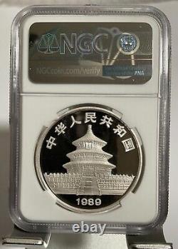 Chine 1989 Panda argenté 1 oz 10 Yuan pièce de monnaie épreuve, NGC PF69