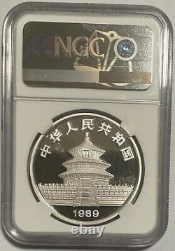 Chine 1989 Panda en argent 1 once 10 Yuan pièce de qualité proof, NGC PF69