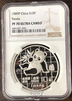 Chine 1989 S10Y Panda en argent, épreuve numismatique, NGC PF70UC SN6451651-026
