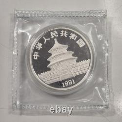 Chine 1991 Grande Date 10 Yuan Panda 1oz. 999 Argent Fin Monnaie de Bullion Scellée