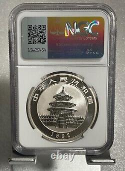 Chine 1992 Panda d'argent 1 once 10 Yuans, pièce NGC MS69