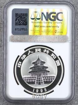 Chine 1993 10 yuans 1 once d’argent Panda miroir surfaces NGC MS 69 PL