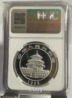 Chine 1995 1 once panda en argent, NGC MS69 Grande Date