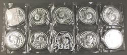 Chine 1997 10X 1 Oz 999 Pièces en Argent Panda 10 Yuan Feuille Originale de 10 Scellée